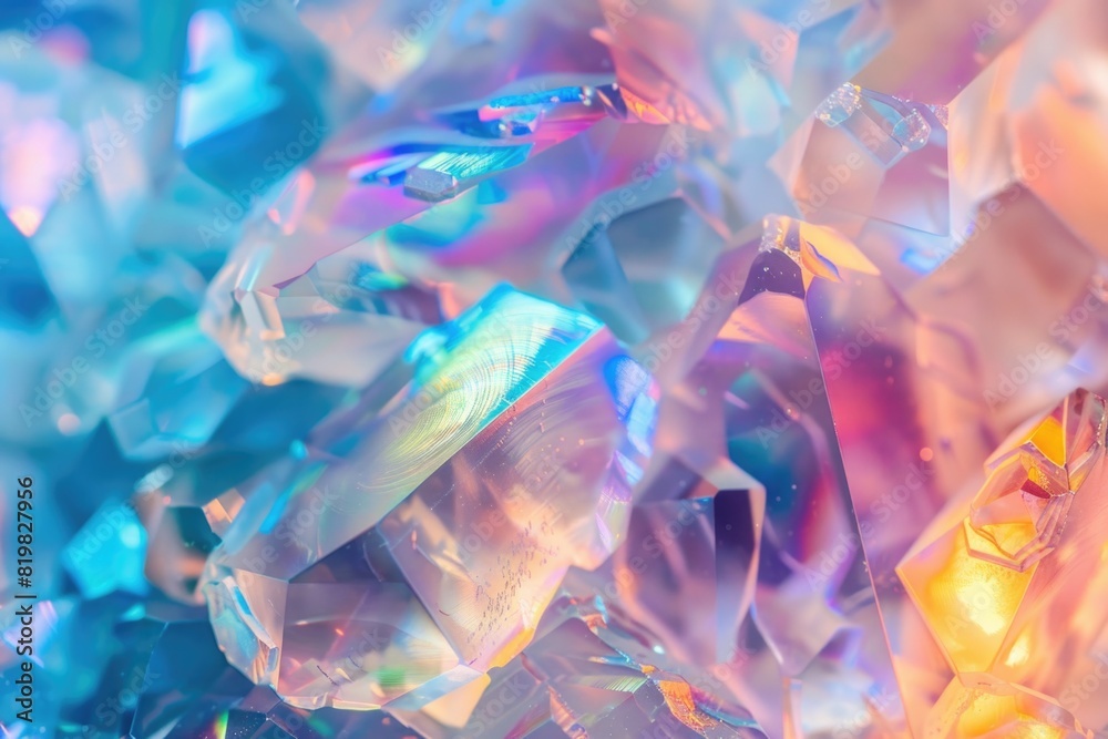 Poster a detailed view of a cluster of crystals, perfect for science or geology projects