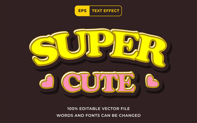 Editable Text effect Super cute Modern style 3D cartoon