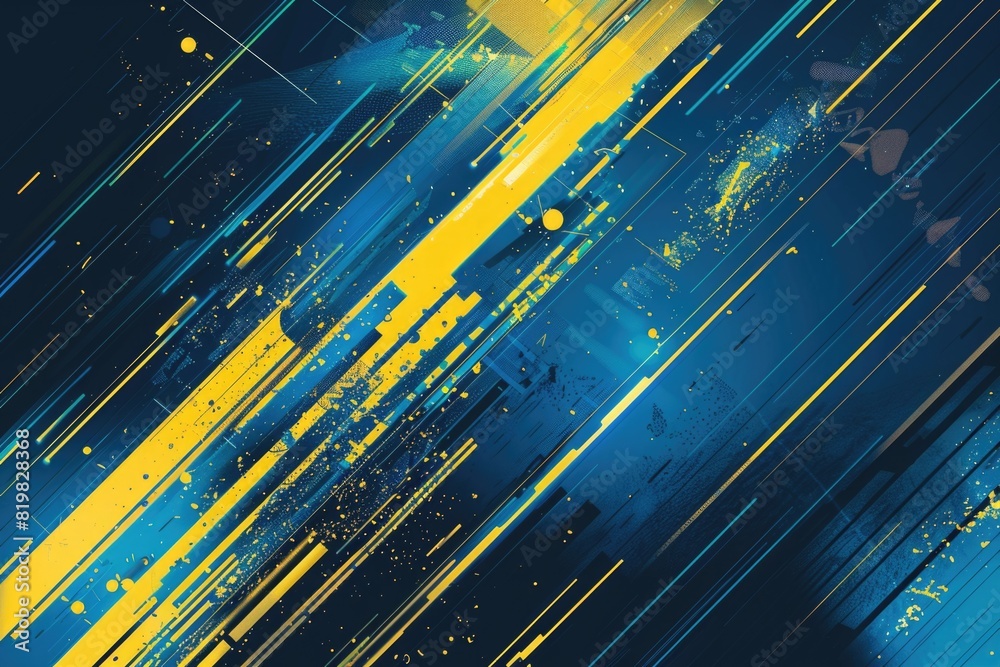 Poster Abstract background with intersecting blue and yellow lines. Suitable for various design projects