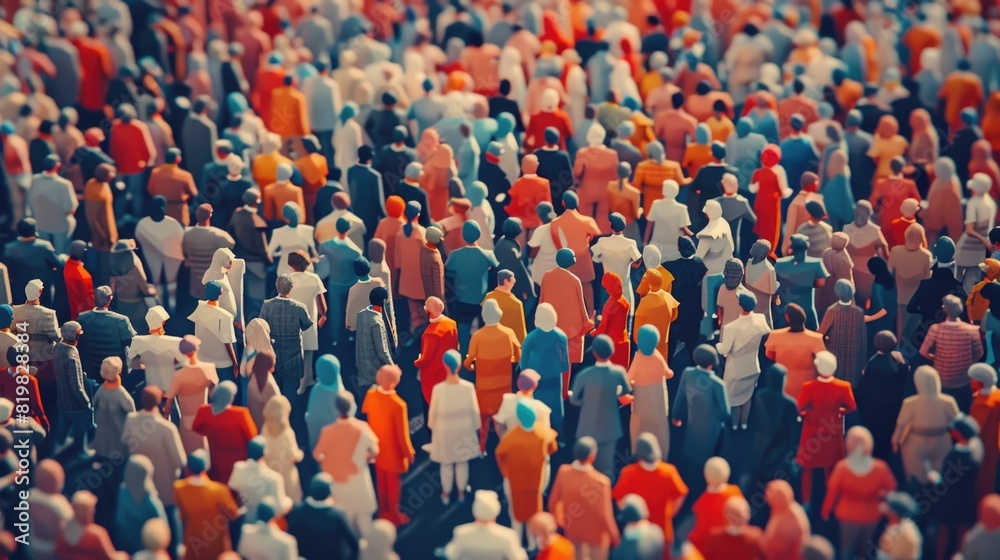 Aufkleber a large group of people standing together. suitable for various concepts and themes