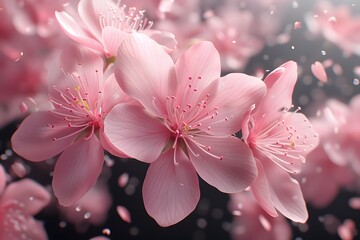 Close-Up on Blooming Pink Cherry Blossom Flowers in Springtime - Perfect for Posters, Cards, and Prints