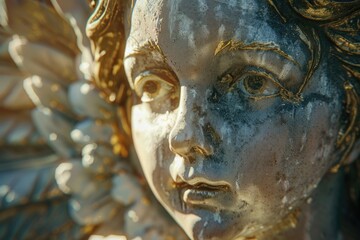 Obraz premium Detailed close up of an angel statue, perfect for religious or memorial concepts