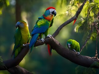 Fototapeta premium A beautiful parrot setting on a tree