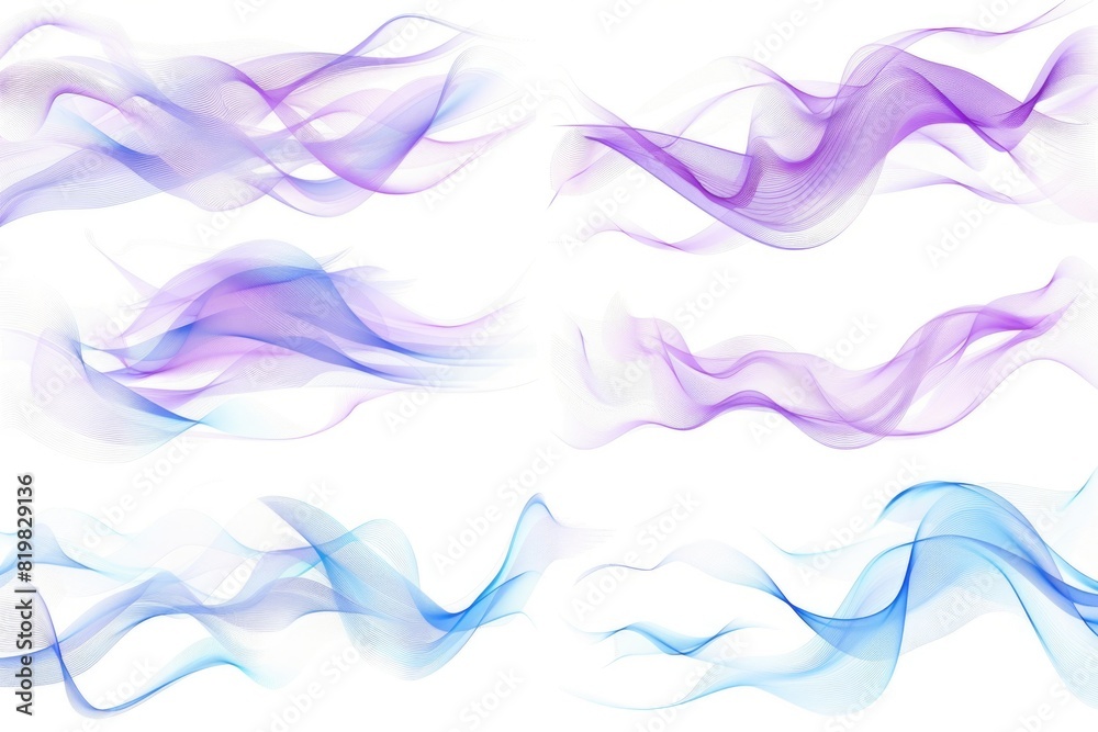 Poster vibrant set of four different colored waves, perfect for design projects