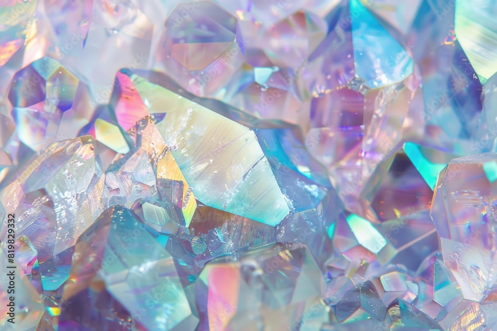 Poster detailed view of a cluster of crystals, ideal for science or geology projects