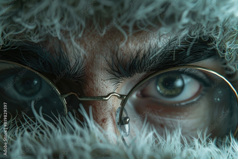 Poster close up of a person wearing glasses. suitable for various concepts