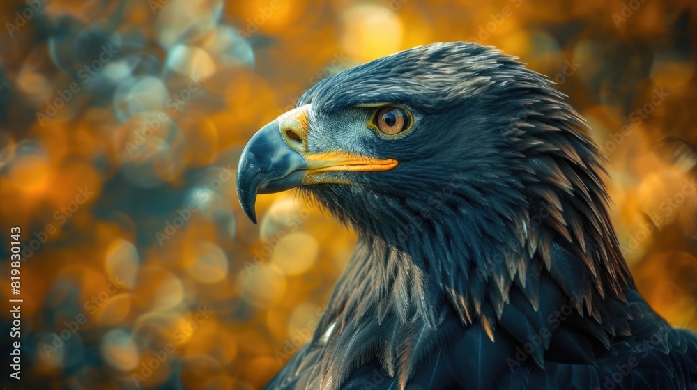 Poster a detailed close-up image of a bird of prey. ideal for nature and wildlife projects