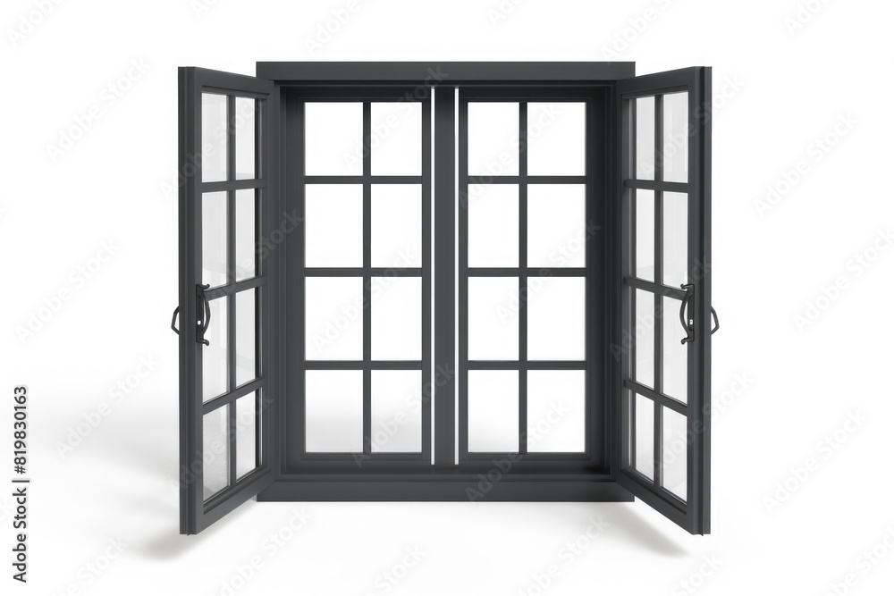Poster a black open window against a white background. ideal for interior design concepts