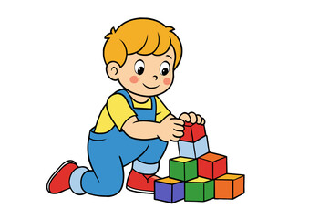 child playing with blocks