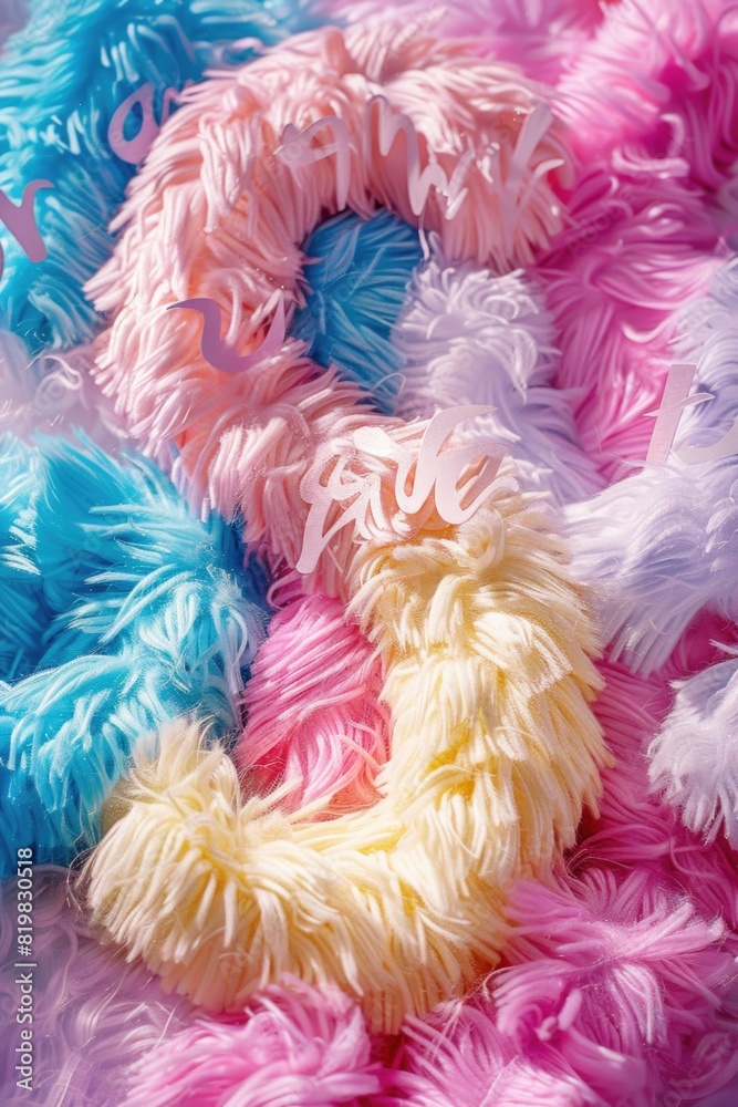 Poster A close up of a bunch of colored yarn. Can be used for crafts or knitting projects