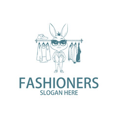 Bunny's fashionista logo vector illustration