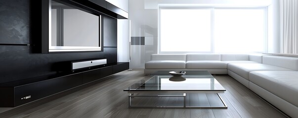sleek living room with minimalist design elements