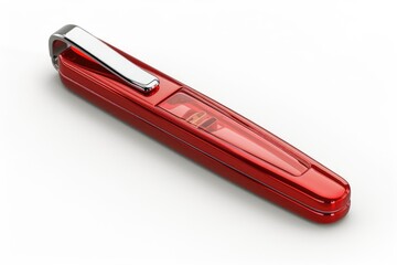 A red pen resting on a white surface, suitable for office or school concepts