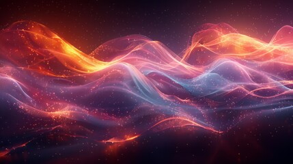 Fototapeta premium Energy lines, glowing waves in the dark, vector abstract background. 