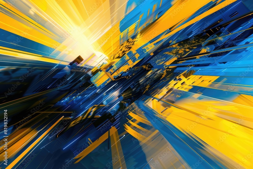 Poster A vibrant yellow and blue background for design projects. Perfect for adding a pop of color