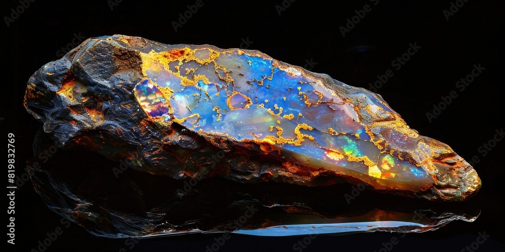 Poster a piece of rock placed on a table, suitable for various concepts and designs
