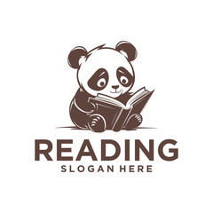 Reading panda logo vector illustration