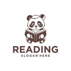 Reading panda logo vector illustration
