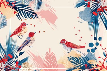Two birds perched on a tree branch, suitable for nature themes