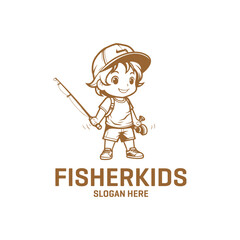 Fisher kids logo vector illustration