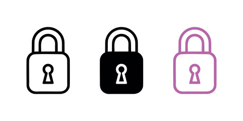 Lock icon on white background. Vector illustration in trendy flat and black style