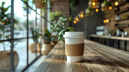 Single paper takeaway cup mockup for coffe, tea or beverages with copy space.