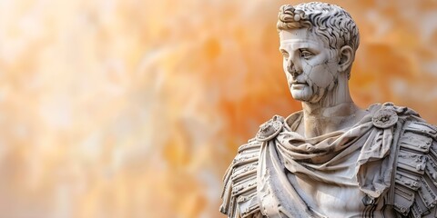 Ancient Roman Emperor Statue: A Historical Sculpture Reflecting Roman Culture and Art. Concept Roman Empire, Ancient History, Statue Art, Roman Culture, Sculpture Reflection