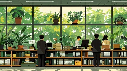Group of multi ethnic corporate employees working in co-working open space walking in motion, sit at shared desks. Busy workday, office rush concept. Horizontal photo banner for website header design.