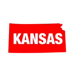 Kansas map in red color