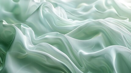 Fototapeta premium Light green silk fabric with waves.