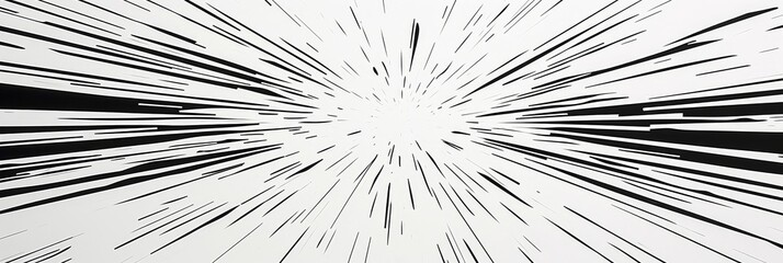 Obraz premium Black radial comic lines in various thicknesses and lengths, arranged symmetrically on a white background