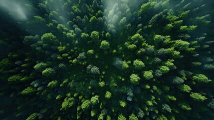 Aerial photography forest. Summer warm sun light forest aerial view.