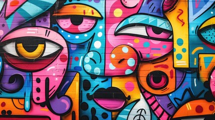 Obraz premium Vibrant Urban Art-Influenced Graffiti Pattern