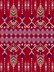 Ikat Ethnic traditional orientation tribal seamless pattern,ikat Abstract,Aztec geometric,Thai Ikat fabric Ikat ethnic. Design for background,carpet,wallpaper,clothing,wrapping,Batik,fabric