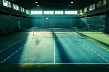 Outdoor tennis court with blue sky - Old court and nobody
. Beautiful simple AI generated image in 4K, unique.