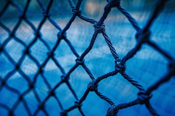 Fototapeta premium Outdoor tennis court with blue sky - Old court and nobody . Beautiful simple AI generated image in 4K, unique.