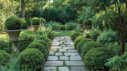 Incorporate a variety of textures, such as gravel pathways, smooth stone pavers, and lush grass. ai generated