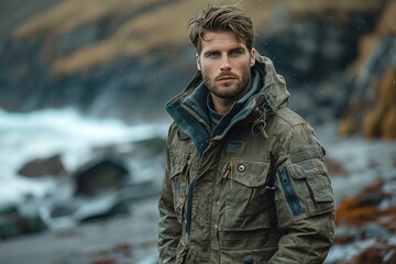 Obraz premium Military-Inspired Fashion Clothing and accessories with military-inspired designs, showcasing a rugged and structured style