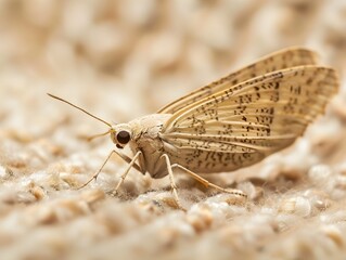 Intricate Winged Moth Resting on Earthy Background,Displaying Delicate Natural Beauty