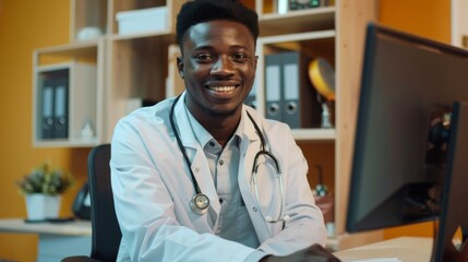 Smiling Doctor at His Desk