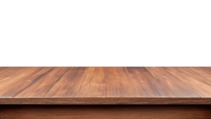 Empty wooden table top Brown For displaying product ,The background is transparent.