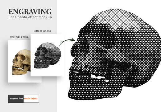 Engraving Lines Photo Effect Mockup
