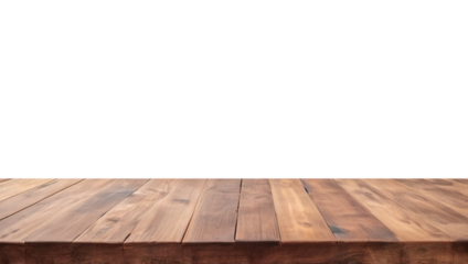 Empty wooden table top Brown For displaying product ,The background is transparent.