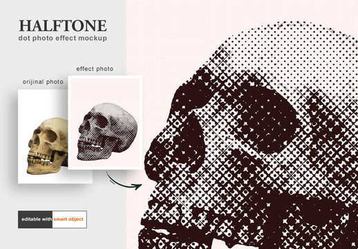 Halftone Dot Photo Effect Mockup