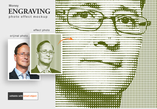 Money Engraving Photo Effect Mockup