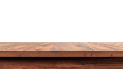 Empty wooden table top Brown For displaying product ,The background is transparent.
