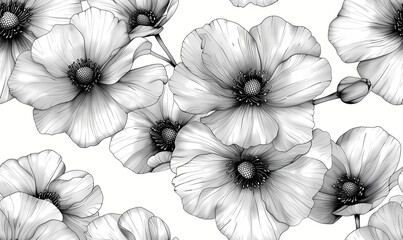 Floral pattern with  flowers and leaves on light background. Hand-drawn illustration style. Design for textile and wallpaper. Seamless pattern