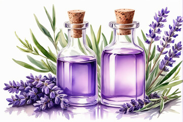 Lavender oil. Watercolor style.