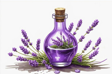 Lavender oil. Watercolor style.