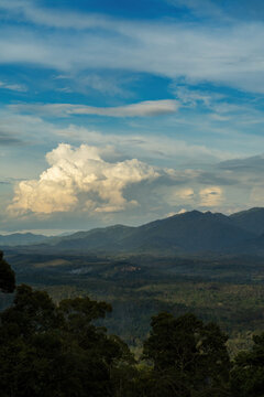 Gorgeous sunrise over Malaysia's mountain range.